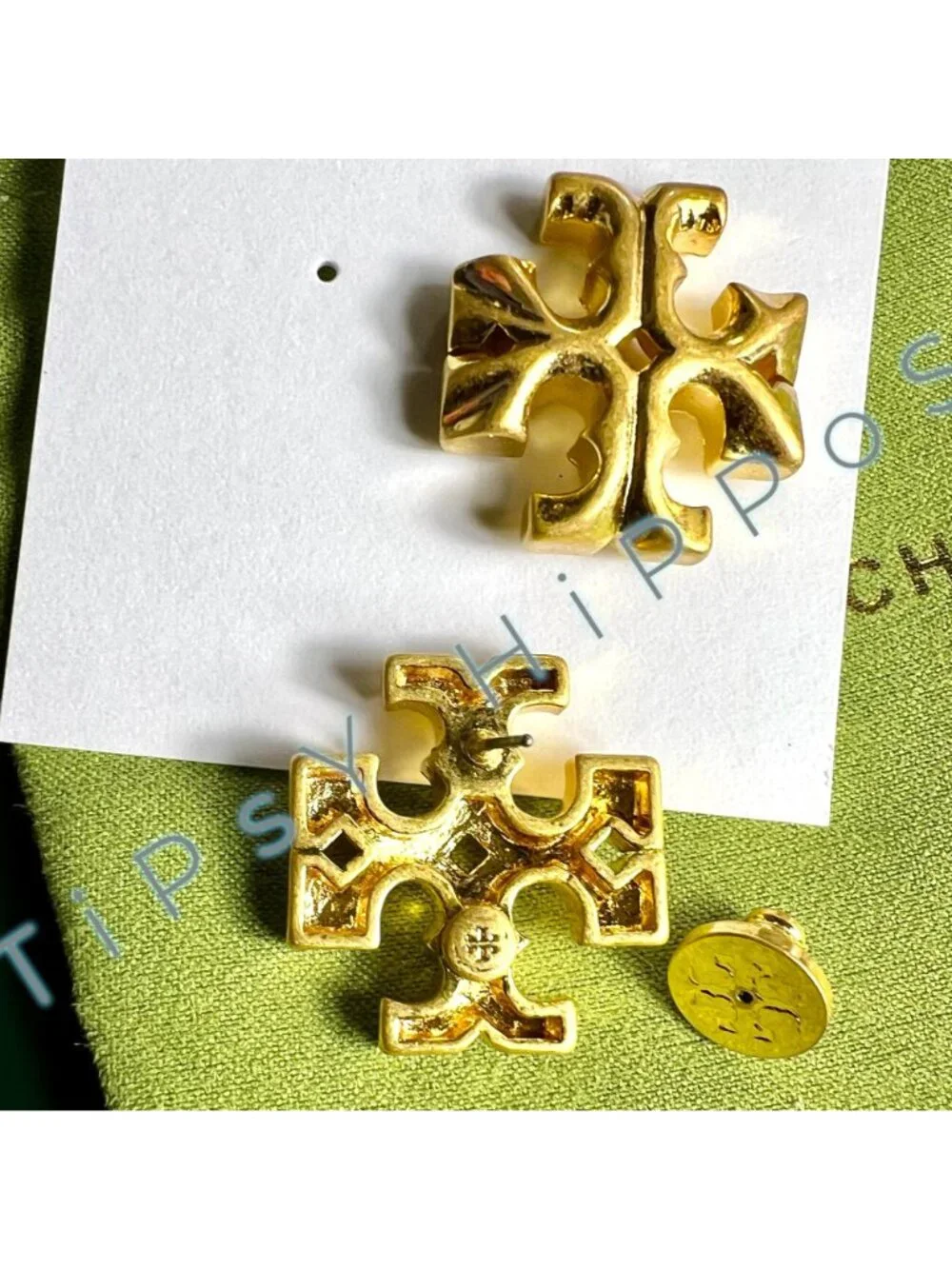 NEW!! Tory Burch Gold Roxanne Stud LOGO earrings